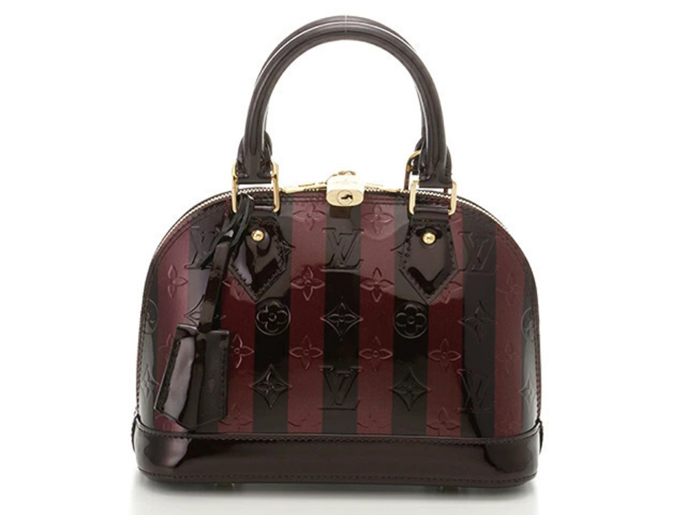 LOUIS VUITTON Alma Shoulder Bag Vernis Rayures Amarante
